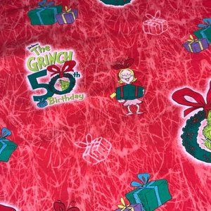 Dr Seuss Grinch 50th Birthday Nurse Scrub Christmas Medical Top Size XS